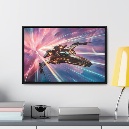 "Starship Through the Cosmic Rift" - Gallery Canvas Wraps, Horizontal Frame