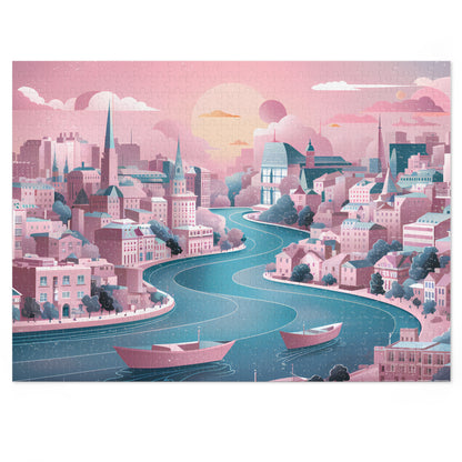 Dreamy Riverside Cityscape - Jigsaw Puzzle (30, 110, 252, 500,1000-Piece)