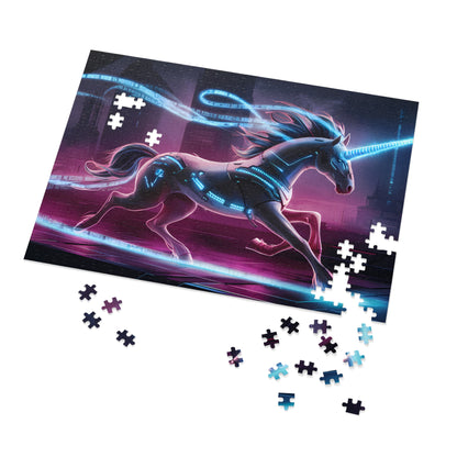 Cyber Unicorn in the Neon City - Jigsaw Puzzle (30, 110, 252, 500,1000-Piece)