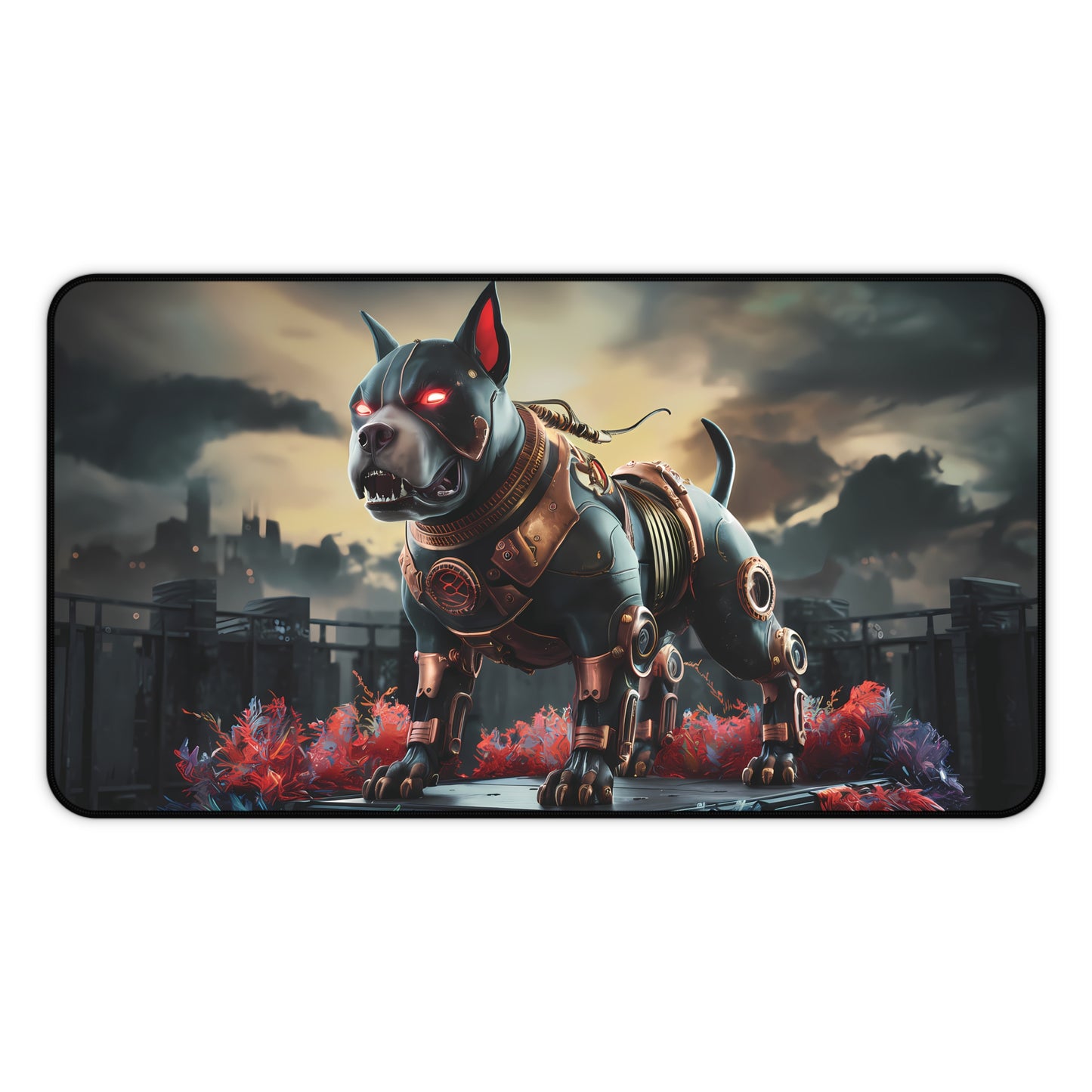 Angry Steampunk Dog - Desk Mat