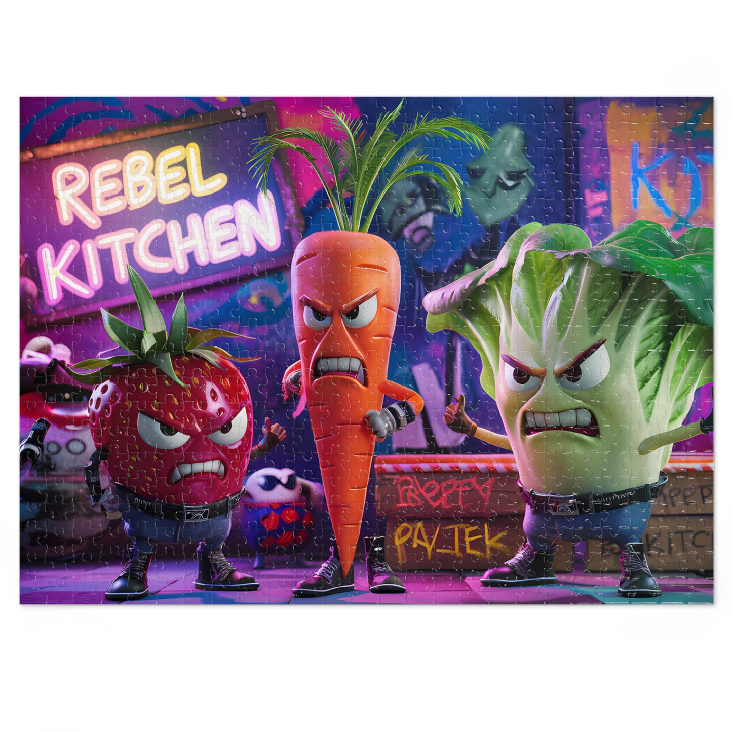 "Veggie Vendetta: Rebel Kitchen" - Jigsaw Puzzle (30, 110, 252, 500,1000-Piece)