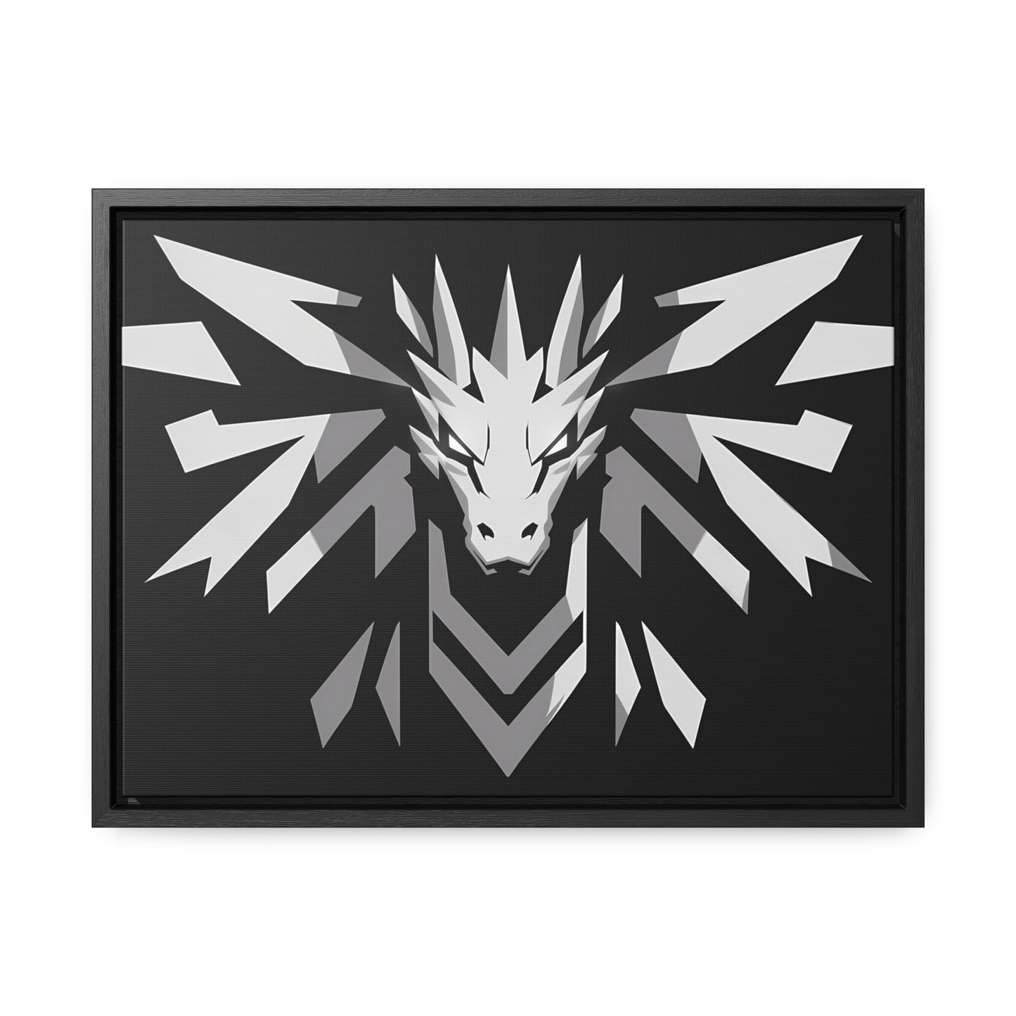 "Silver Dragon Crest" - Gallery Canvas Wraps, Horizontal Frame