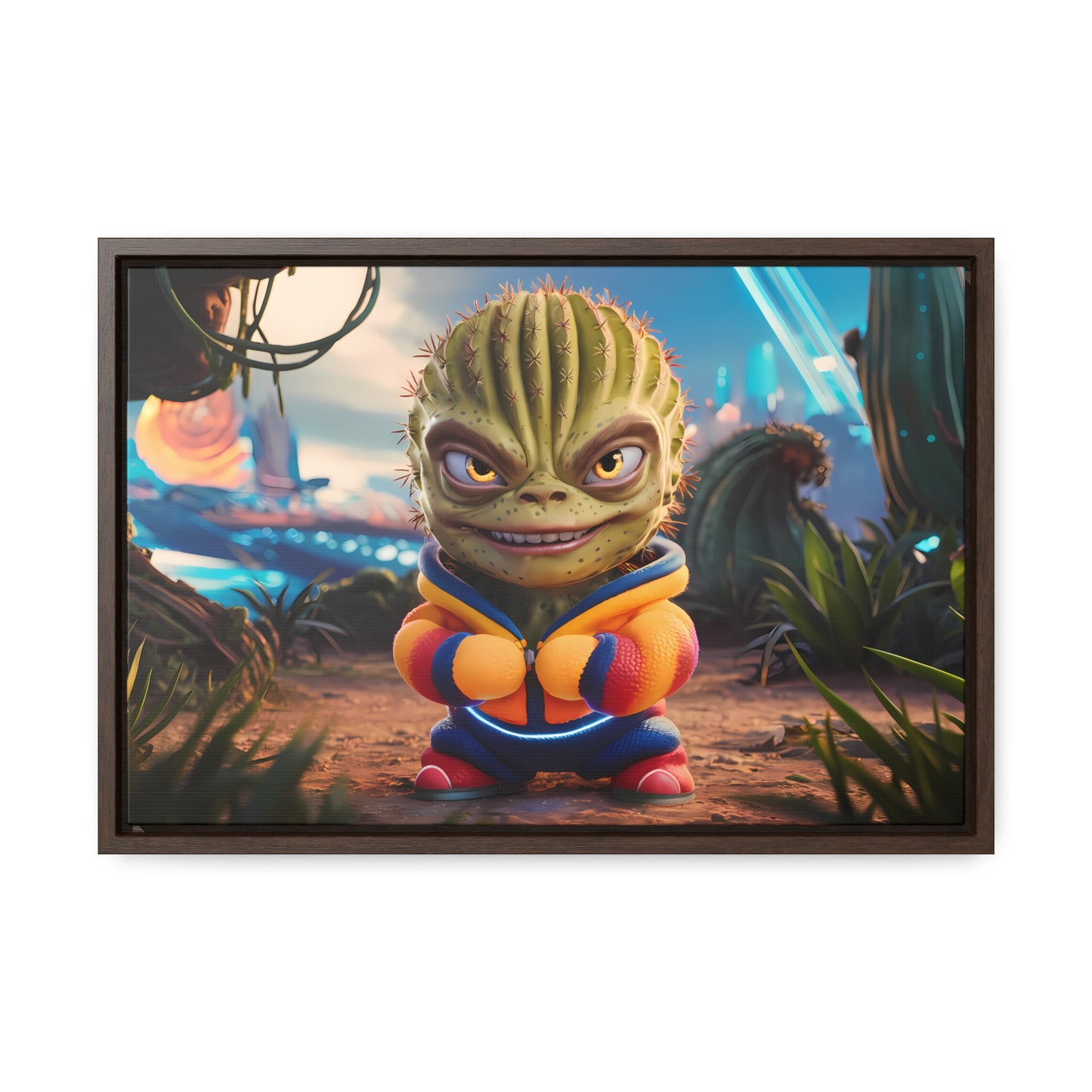 "Desert Champion: The Prickly Warrior" - Gallery Canvas Wraps, Horizontal Frame