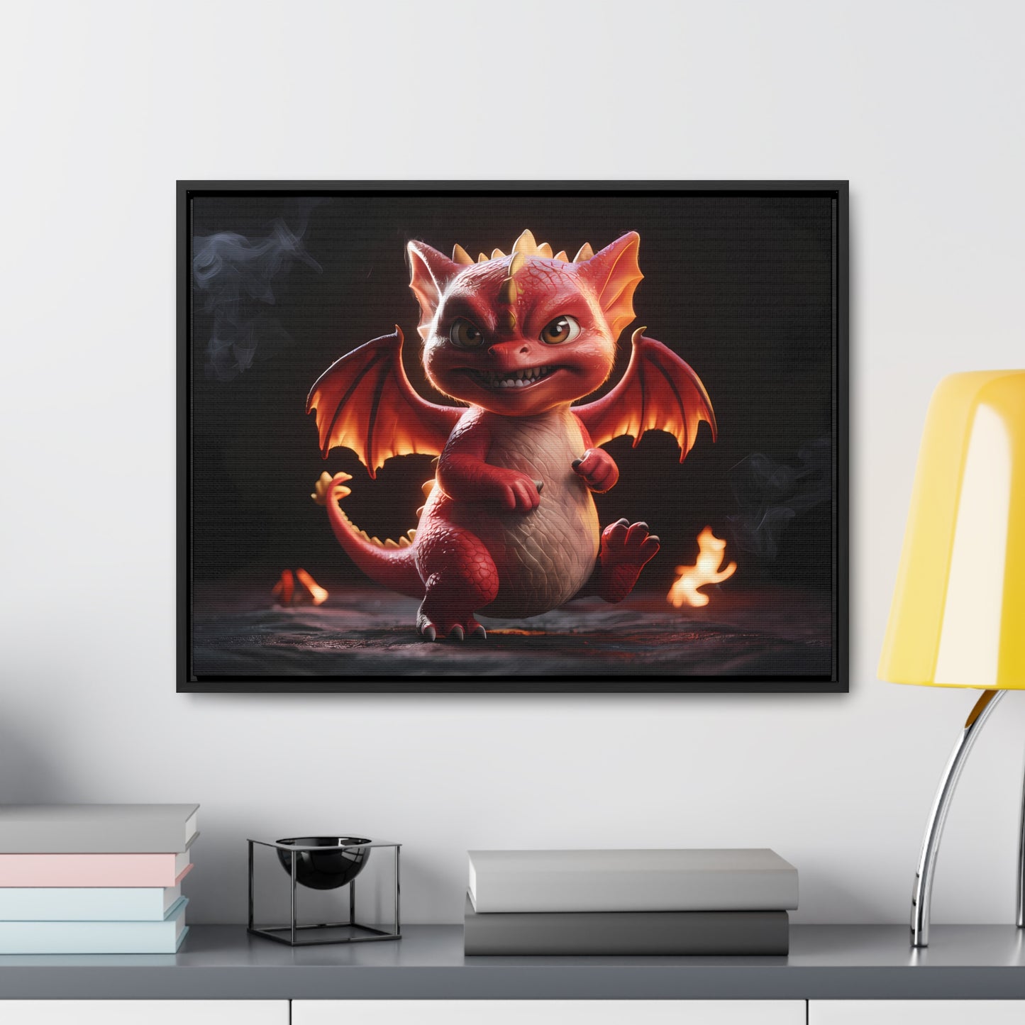 "Fiery Little Guardian" - Gallery Canvas Wraps, Horizontal Frame