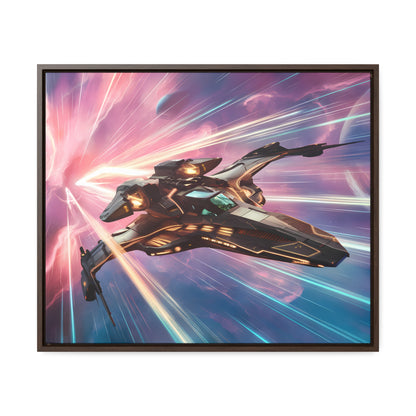 "Starship Through the Cosmic Rift" - Gallery Canvas Wraps, Horizontal Frame