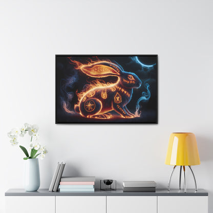 Runic Flame Rabbit - Gallery Canvas Wraps, Horizontal Frame