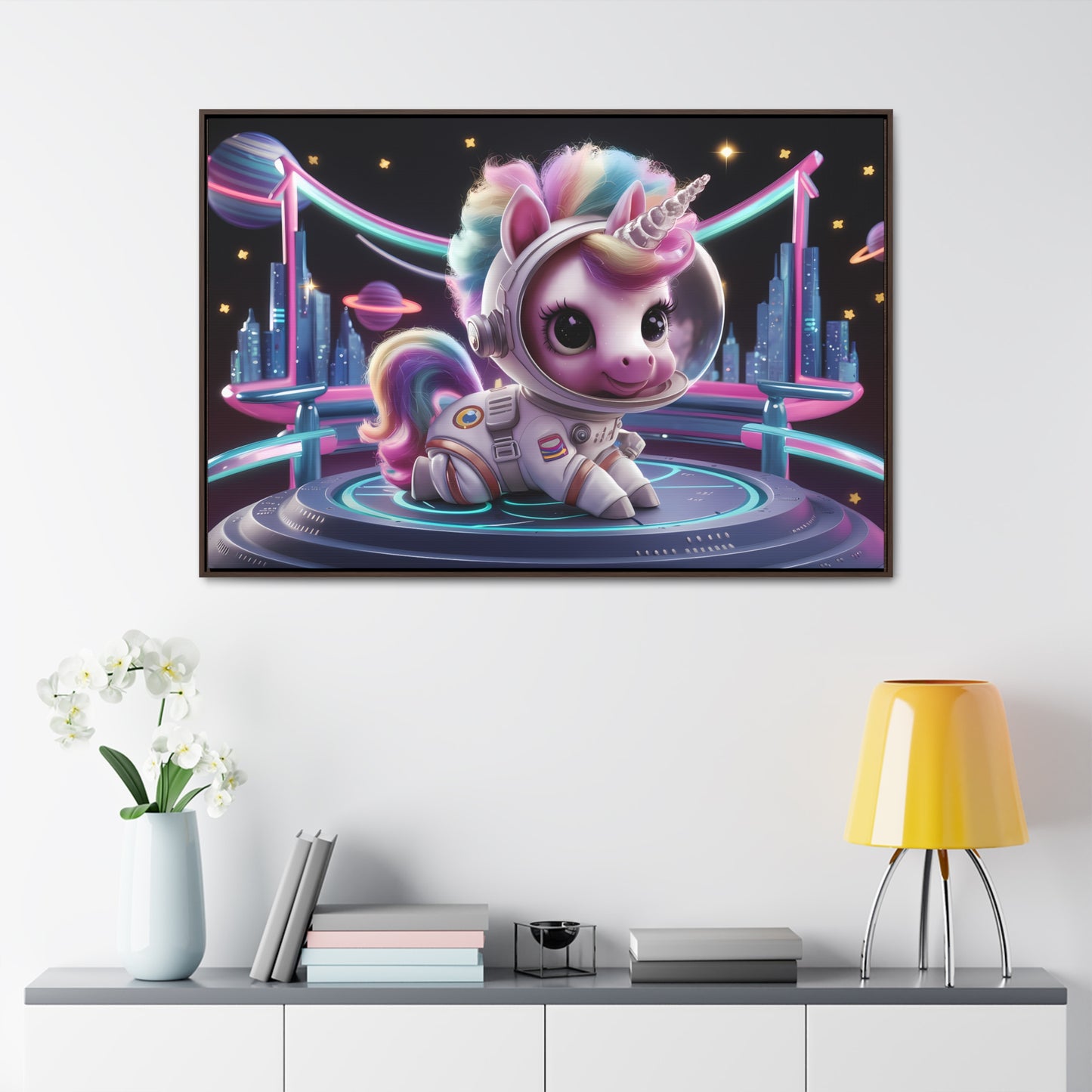 "Galactic Unicorn Explorer" - Gallery Canvas Wraps, Horizontal Frame