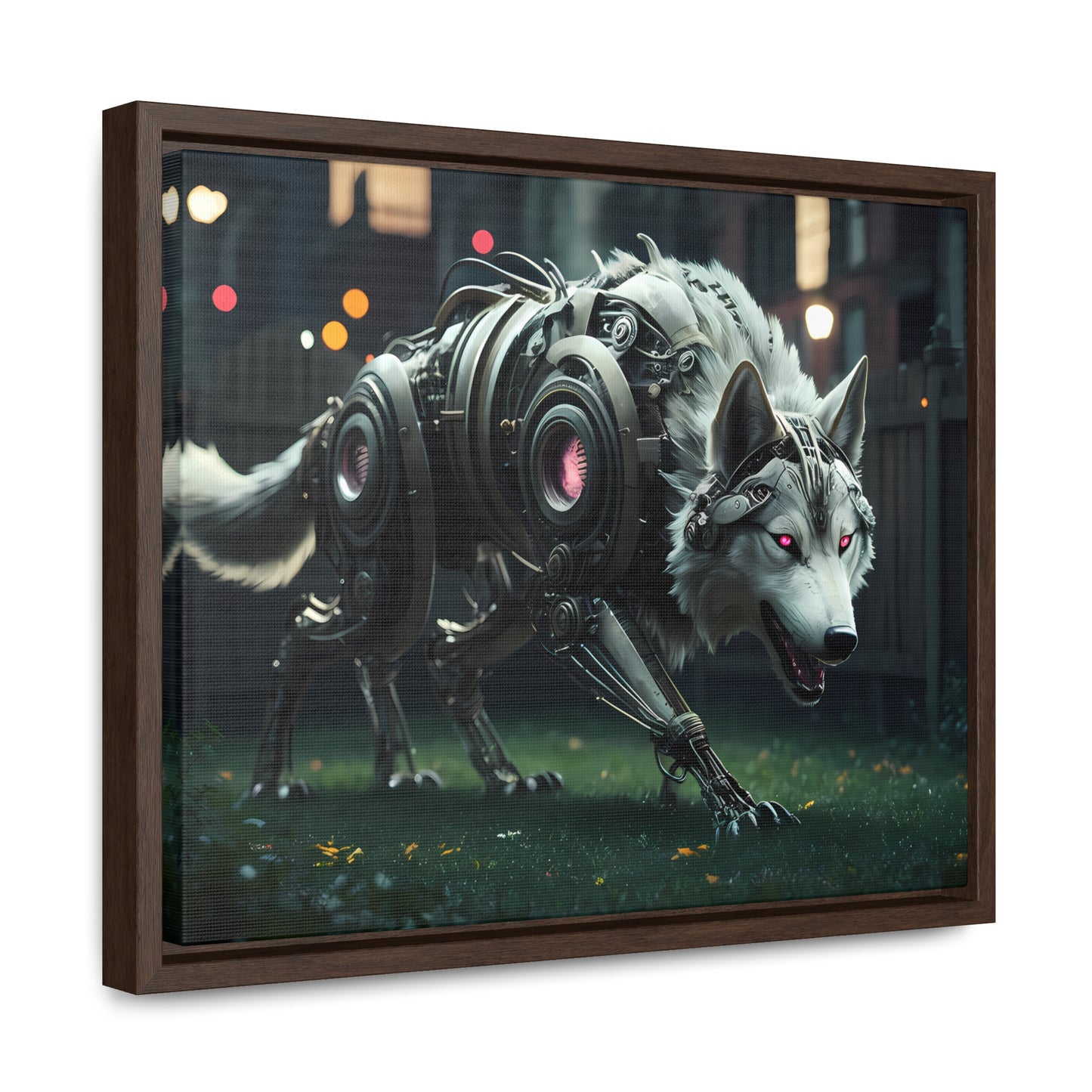 Cyber Wolf Sentinel - Gallery Canvas Wraps, Horizontal Frame