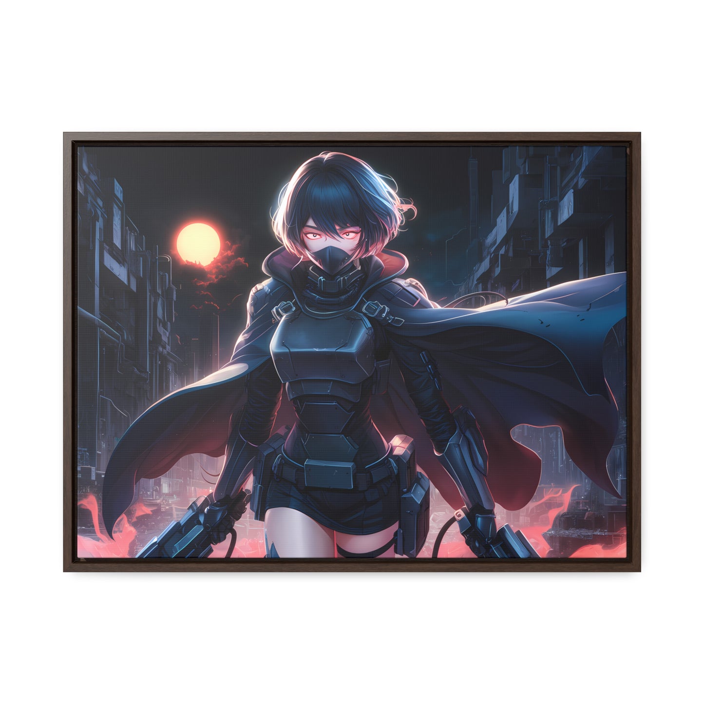 "Nightblade: The Cyberpunk Vigilante" - Gallery Canvas Wraps, Horizontal Frame