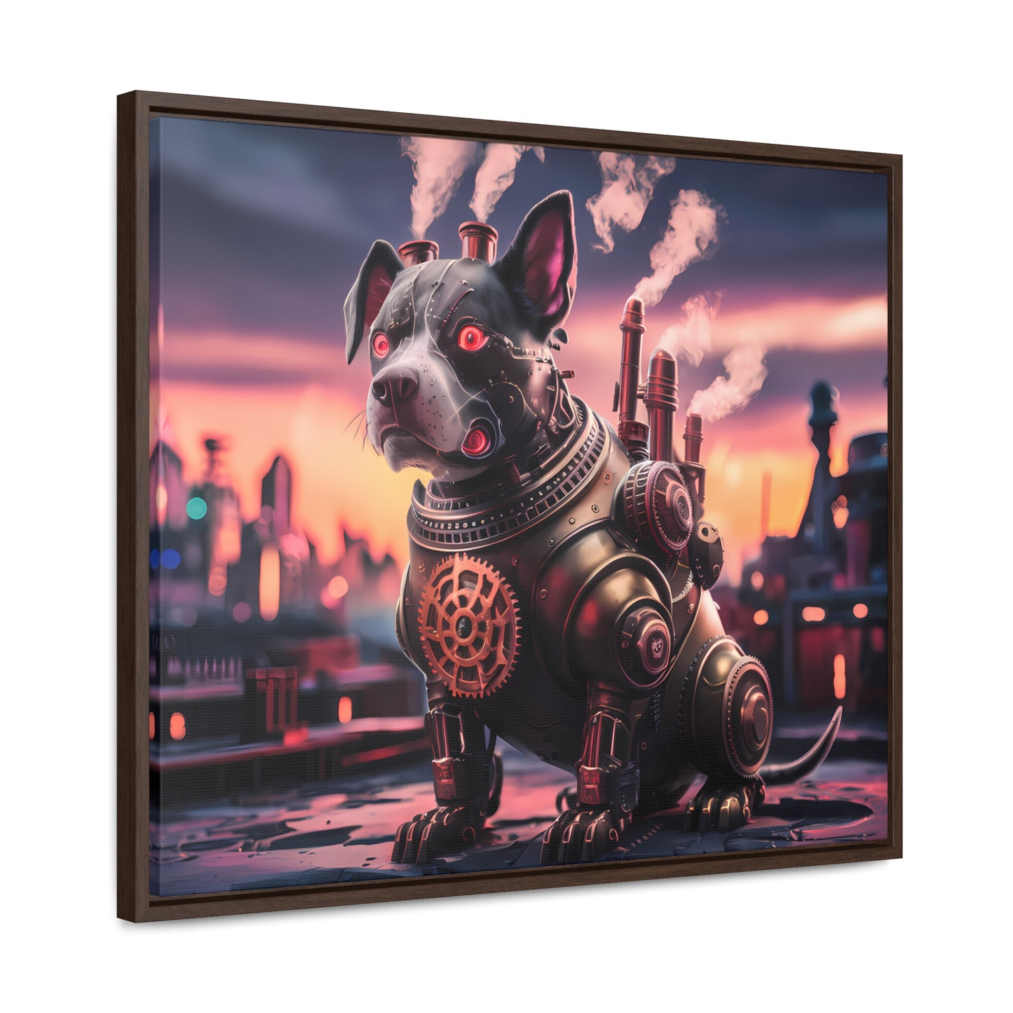 Cyber Canine: Steampunk Sentinel - Gallery Canvas Wraps, Horizontal Frame