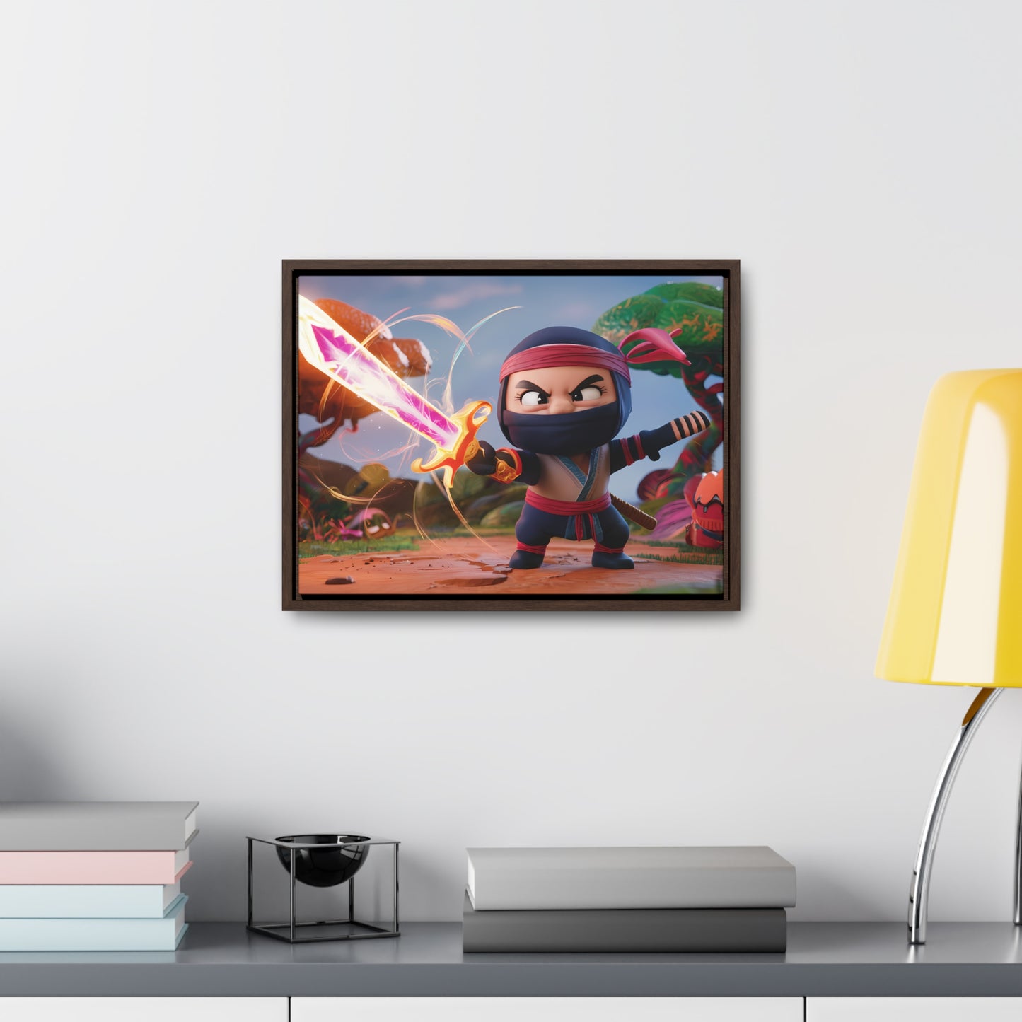 Ninja's Radiant Blade Adventure - Gallery Canvas Wraps, Horizontal Frame