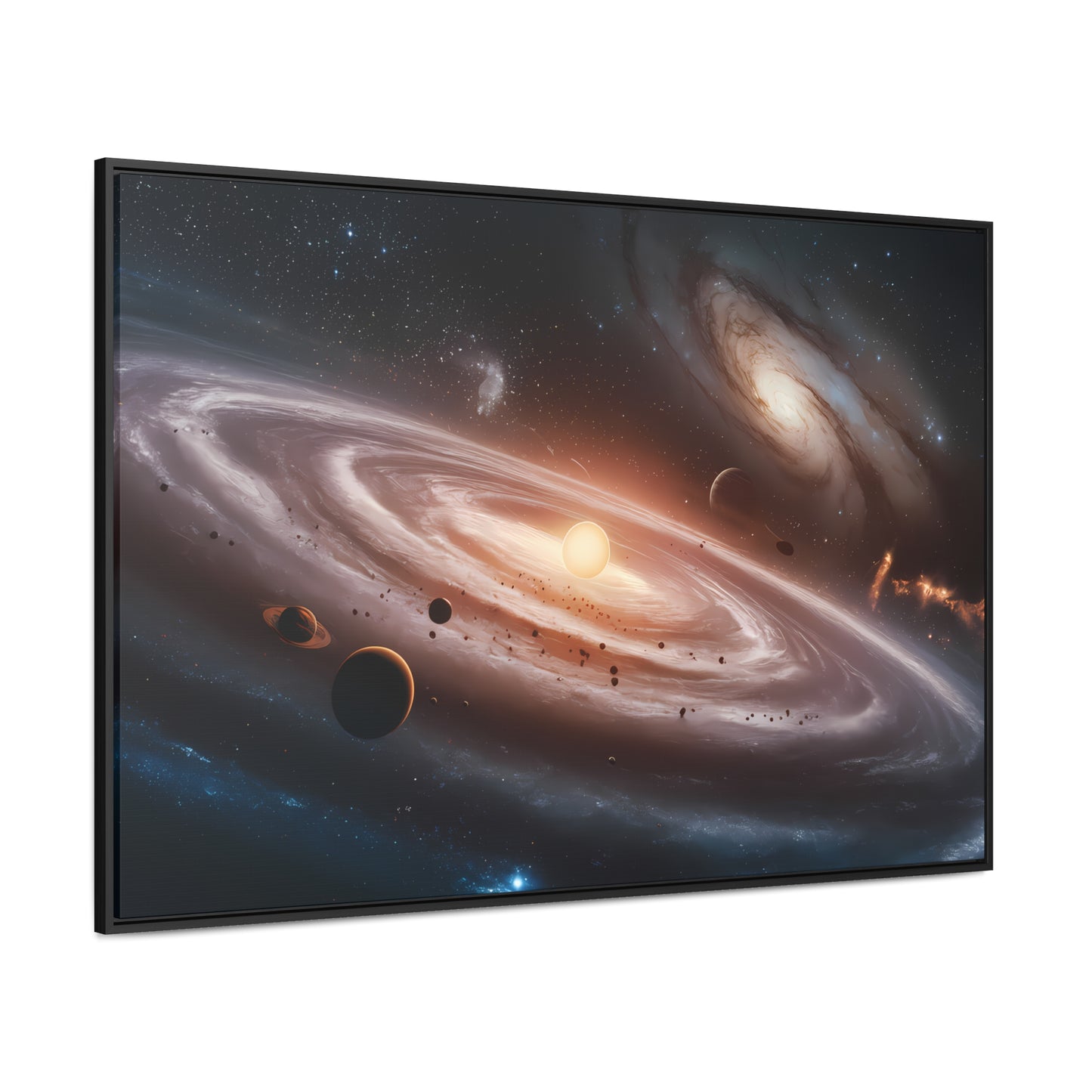 Celestial Symphony: The Dance of Galaxies and Planets - Gallery Canvas Wraps, Horizontal Frame