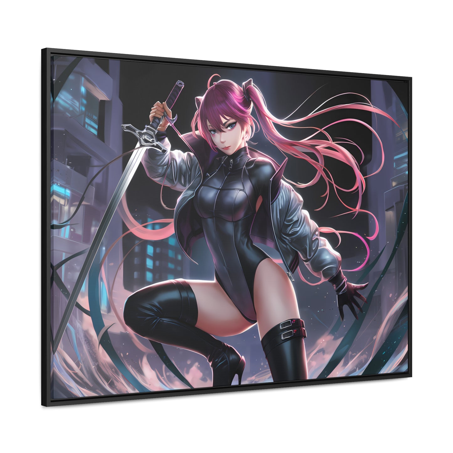 Blade of the Neon Night - Gallery Canvas Wraps, Horizontal Frame