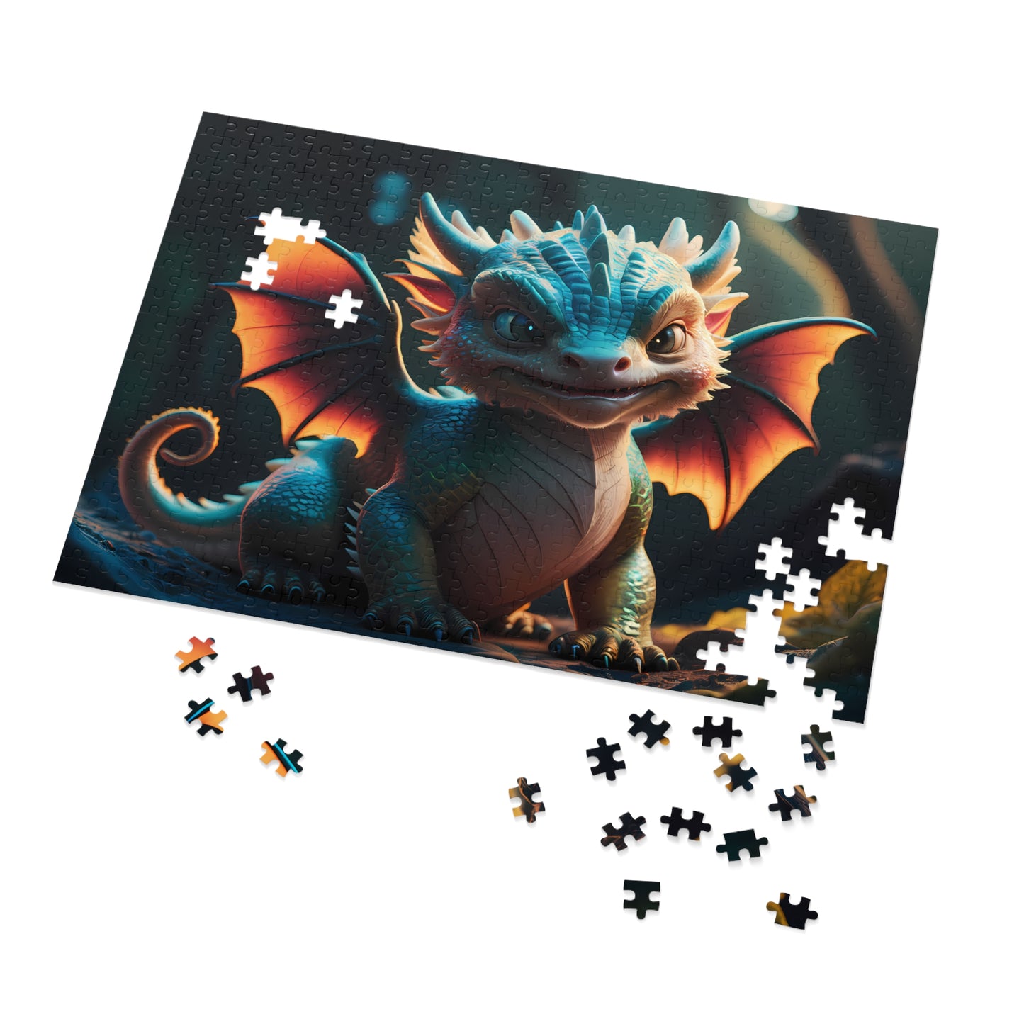 Baby Dragon in Enchanted Forest - Jigsaw Puzzle (30, 110, 252, 500,1000-Piece)