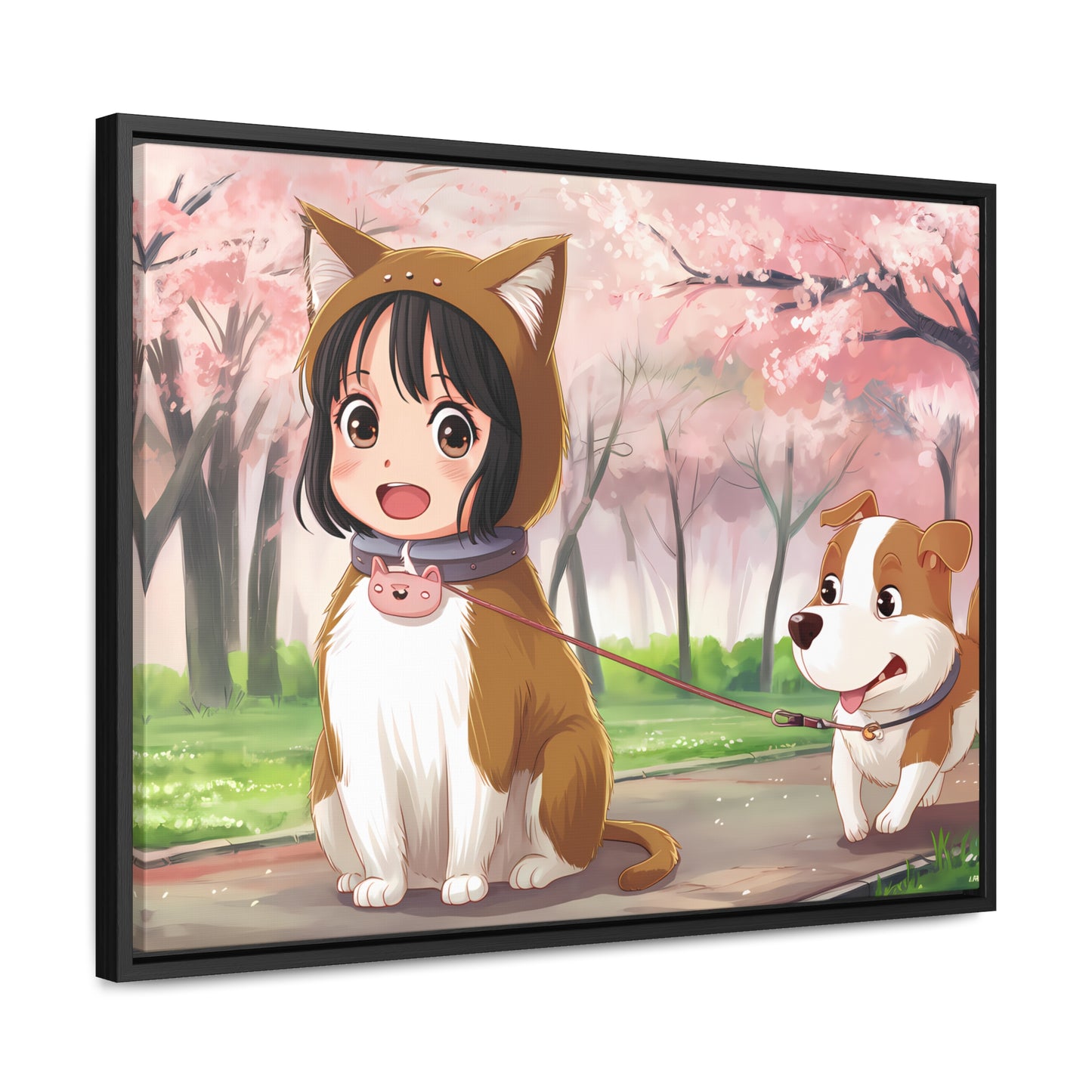 Blossom Walk with My Furry Friends - Gallery Canvas Wraps, Horizontal Frame