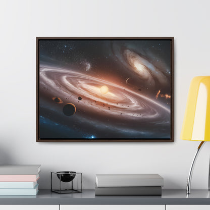 Celestial Symphony: The Dance of Galaxies and Planets - Gallery Canvas Wraps, Horizontal Frame