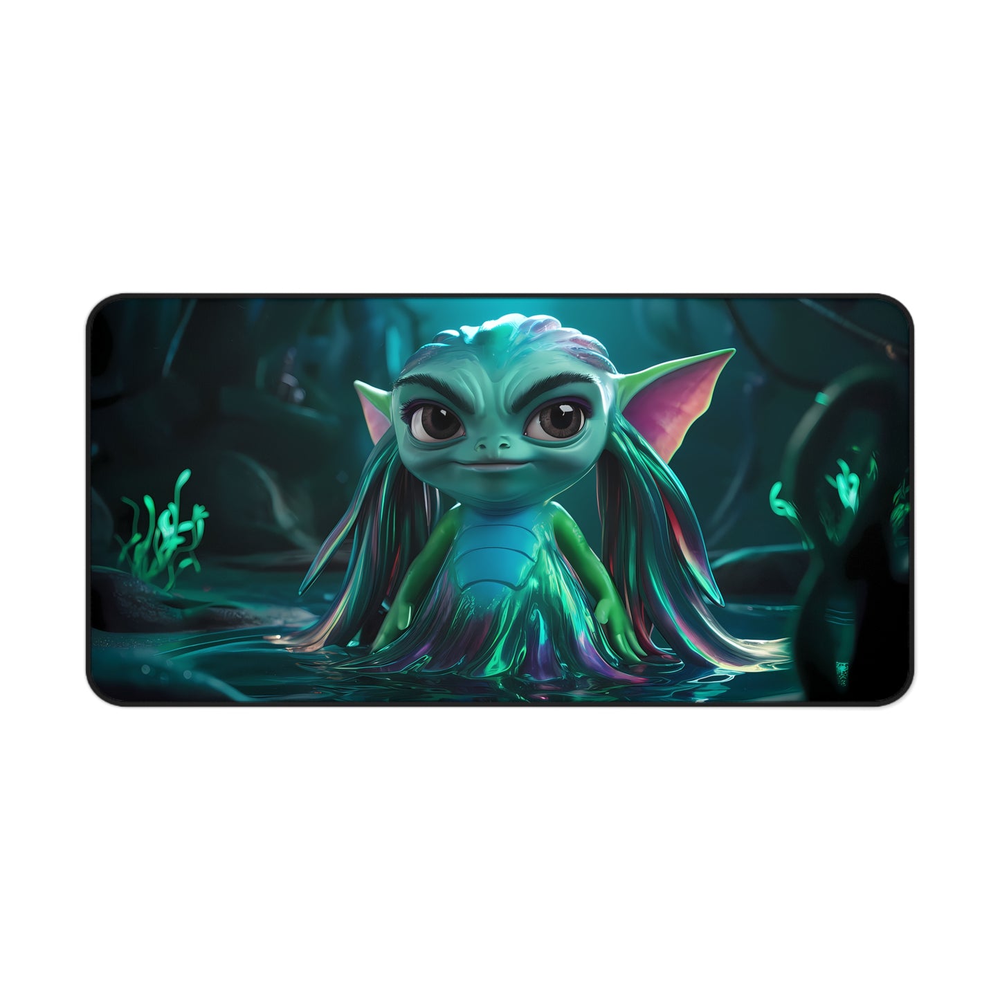 Guardian of the Bioluminescent Depths - Desk Mat