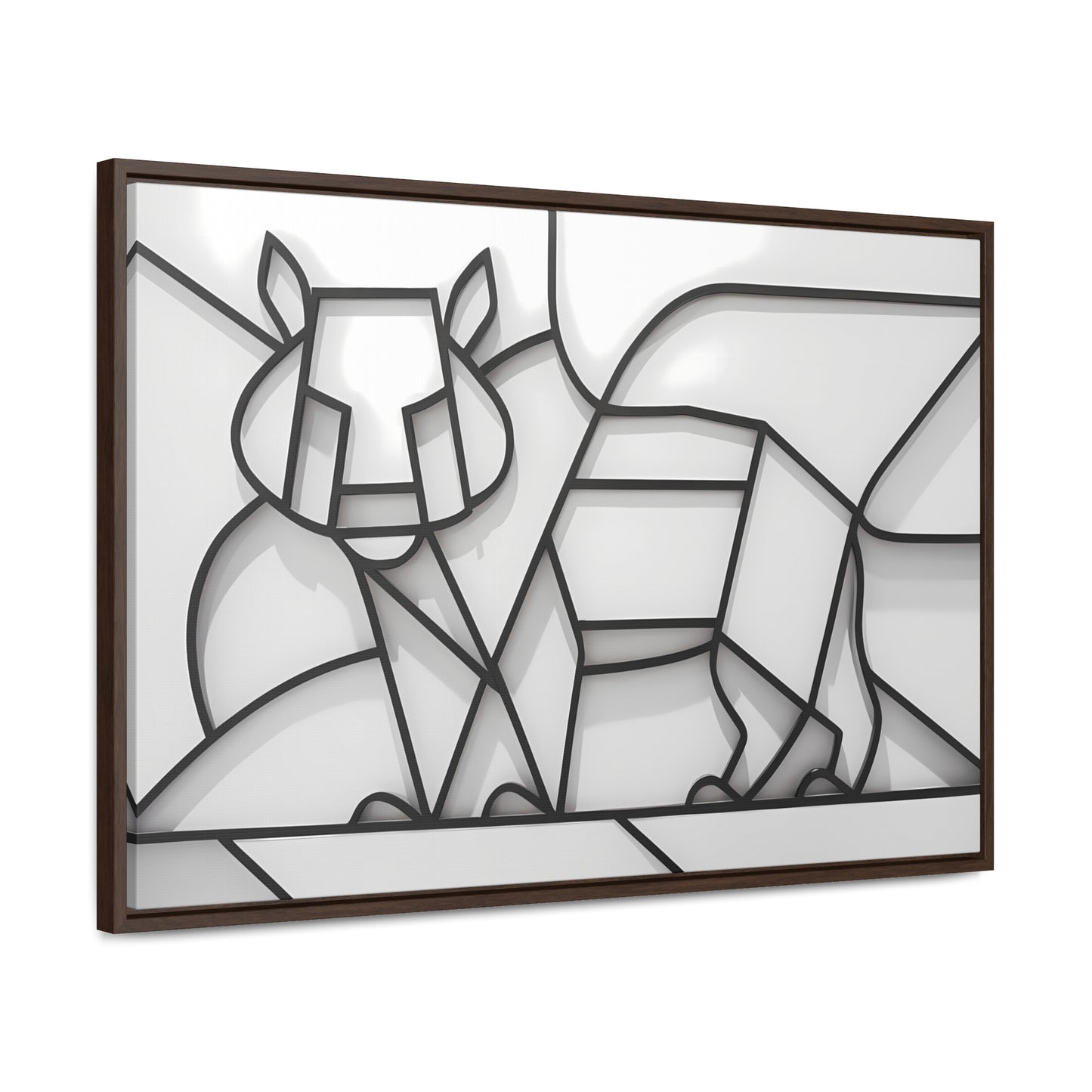 Geometric Rhino in Monochrome - Gallery Canvas Wraps, Horizontal Frame