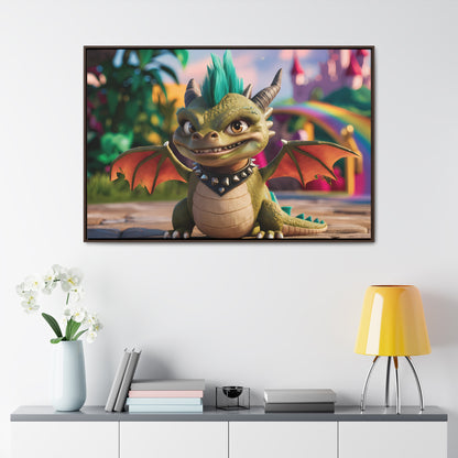 "Spike the Mischievous Baby Dragon" - Gallery Canvas Wraps, Horizontal Frame