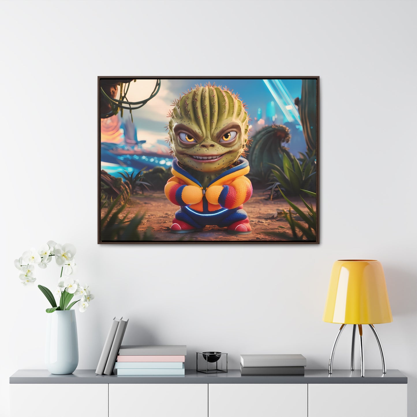 "Desert Champion: The Prickly Warrior" - Gallery Canvas Wraps, Horizontal Frame