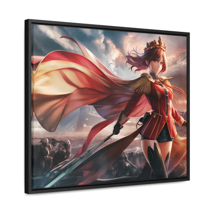 "Crimson Empress: Battle's Edge" - Gallery Canvas Wraps, Horizontal Frame