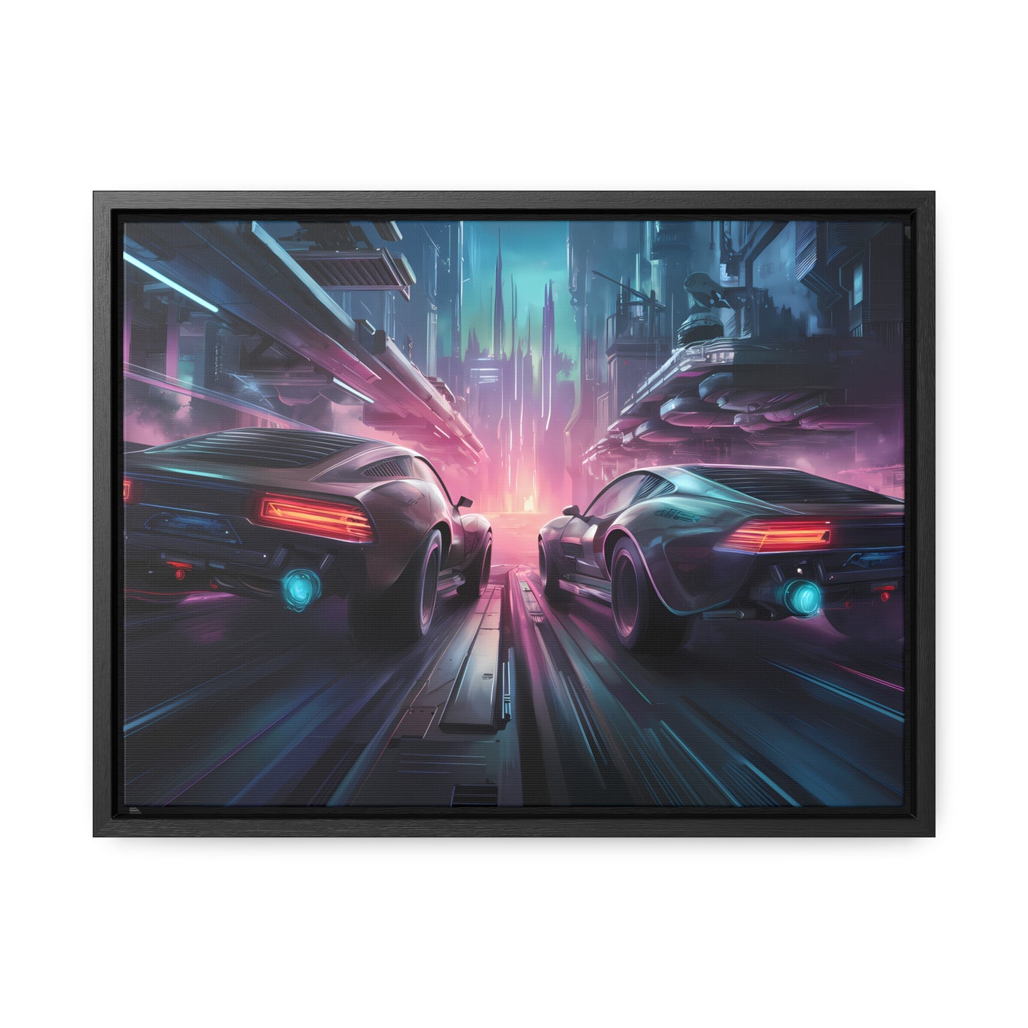 Neon Horizon: Velocity Clash - Gallery Canvas Wraps, Horizontal Frame