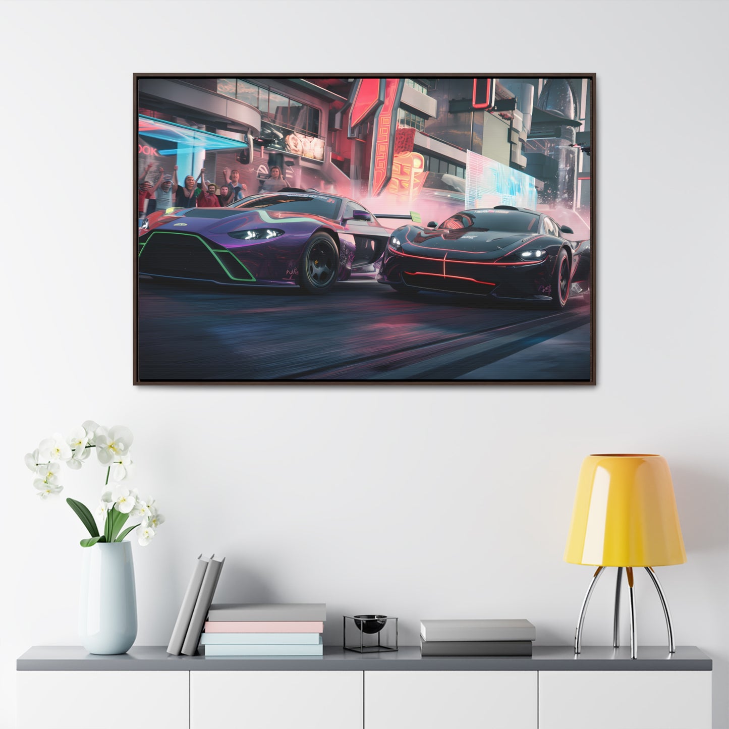 Neon Drift Showdown - Gallery Canvas Wraps, Horizontal Frame