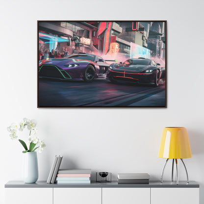 Neon Drift Showdown - Gallery Canvas Wraps, Horizontal Frame