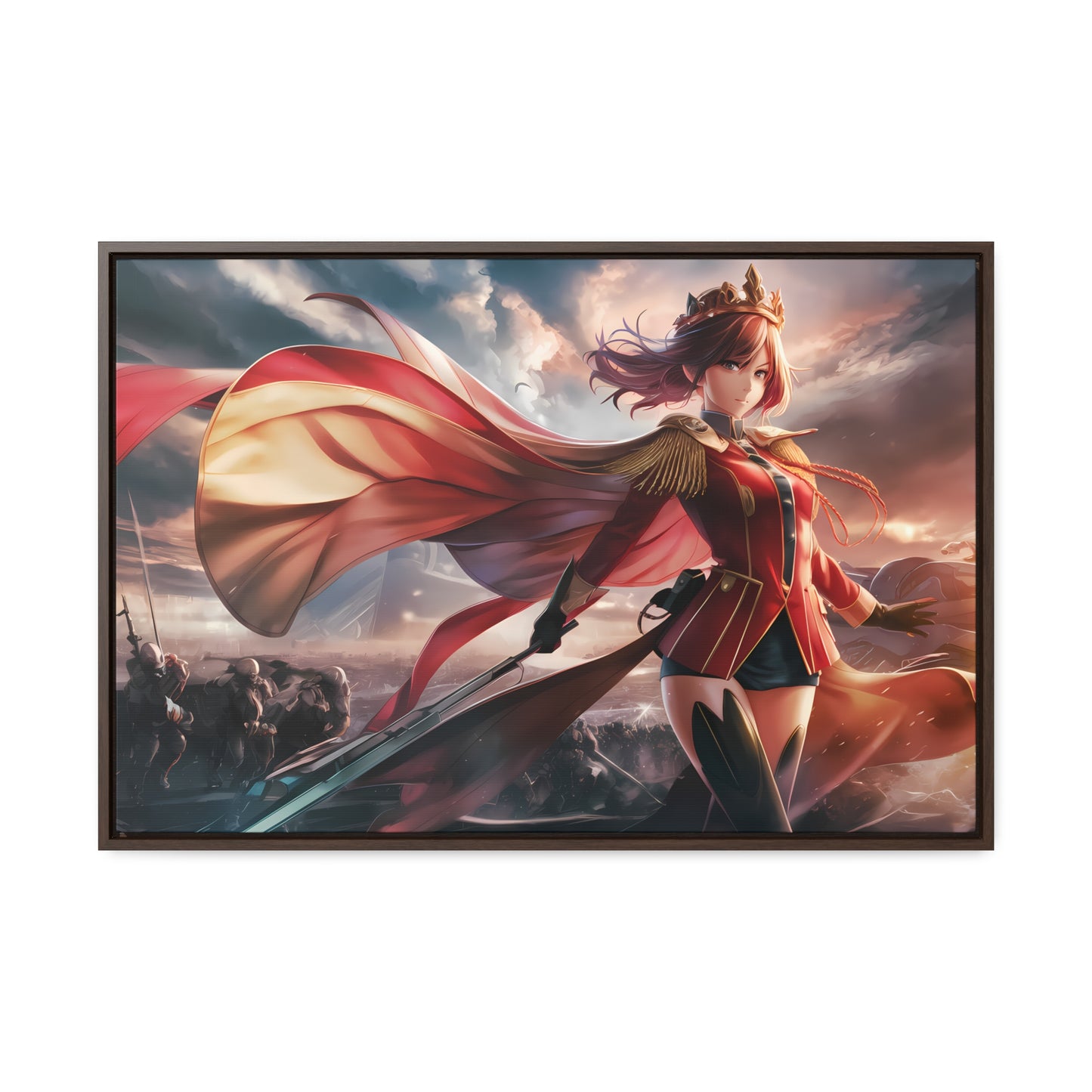 "Crimson Empress: Battle's Edge" - Gallery Canvas Wraps, Horizontal Frame