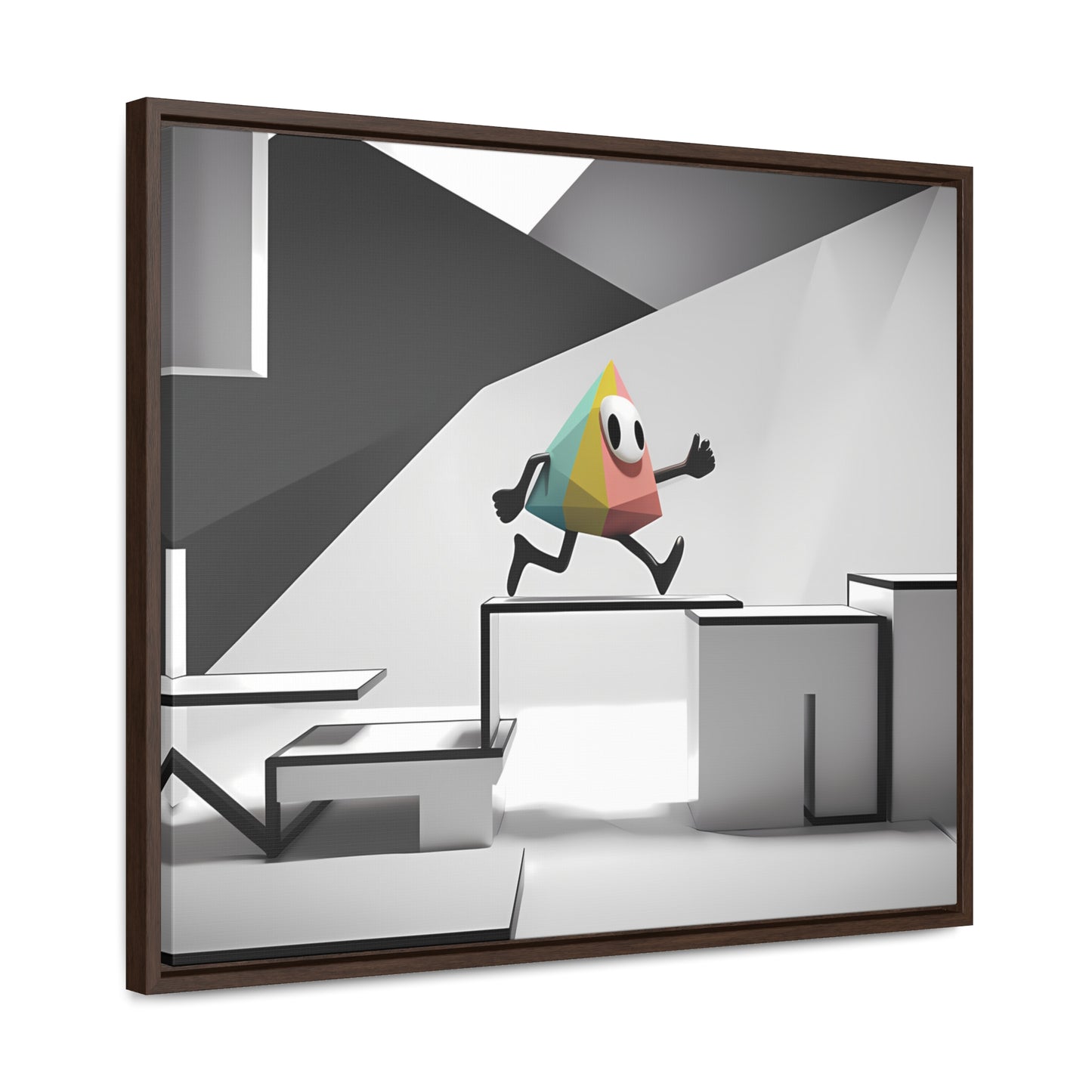 Geometric Adventure in Monochrome World - Gallery Canvas Wraps, Horizontal Frame