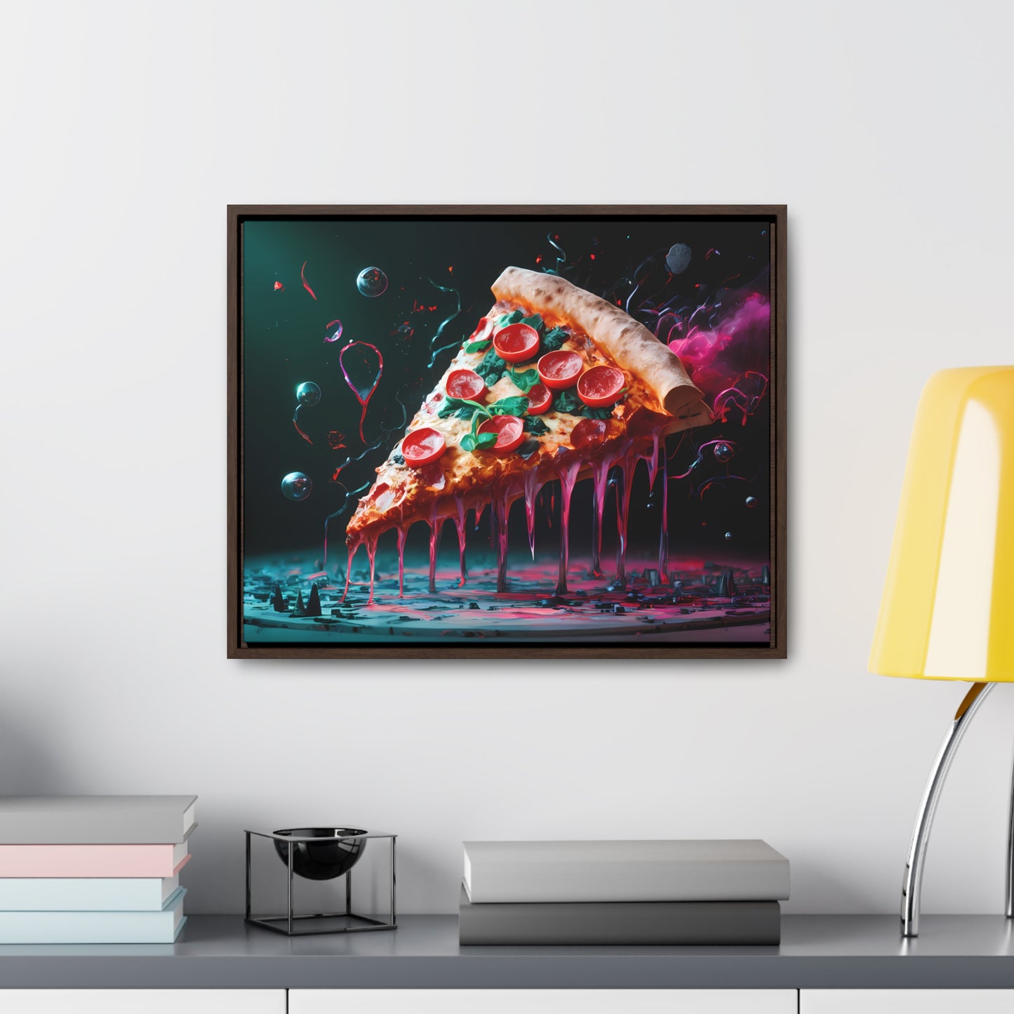 "Cosmic Slice of Pizza Bliss" - Gallery Canvas Wraps, Horizontal Frame