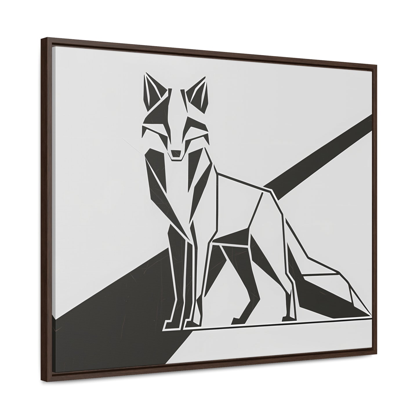 Geometric Fox in Black and White - Gallery Canvas Wraps, Horizontal Frame