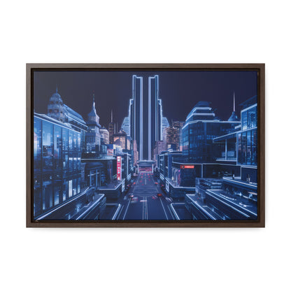 Neon Cityscape at Midnight - Gallery Canvas Wraps, Horizontal Frame