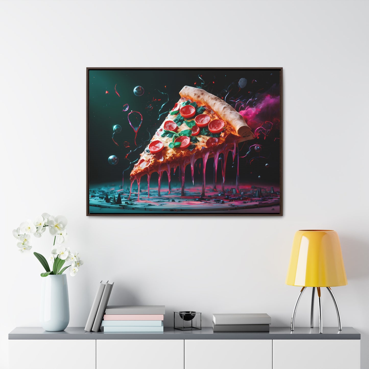 "Cosmic Slice of Pizza Bliss" - Gallery Canvas Wraps, Horizontal Frame