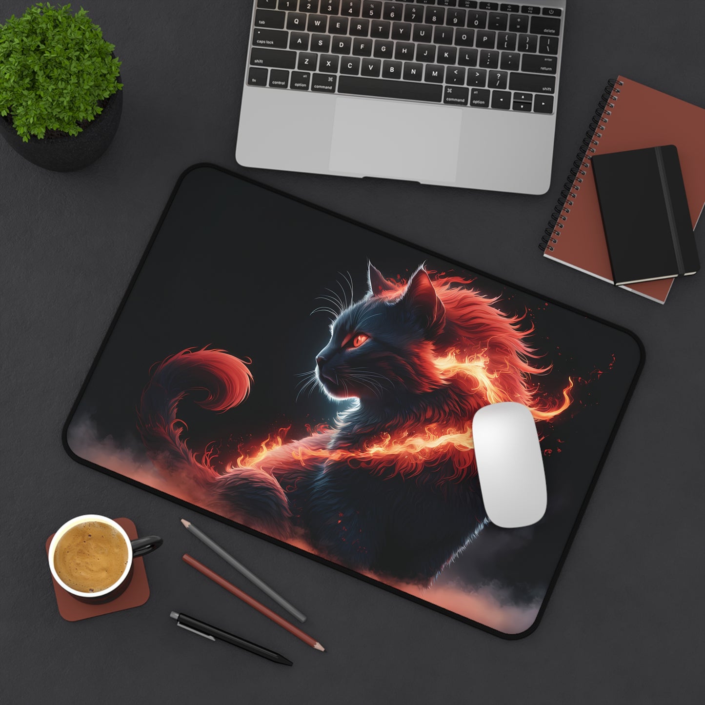 Mystical Fire Cat - Desk Mat