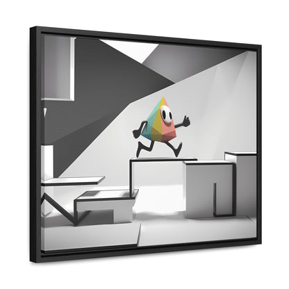 Geometric Adventure in Monochrome World - Gallery Canvas Wraps, Horizontal Frame