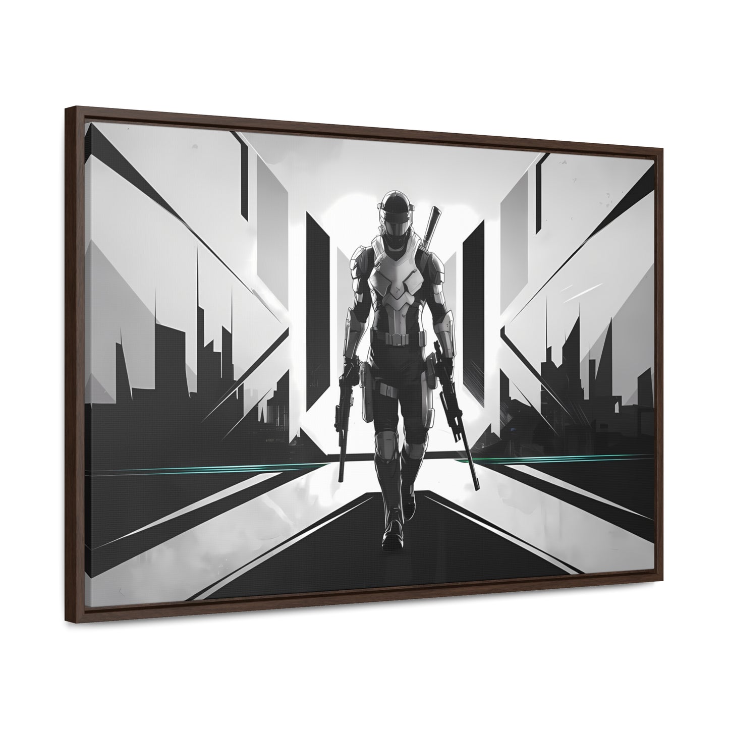 Sentinel of the Neon Metropolis - Gallery Canvas Wraps, Horizontal Frame