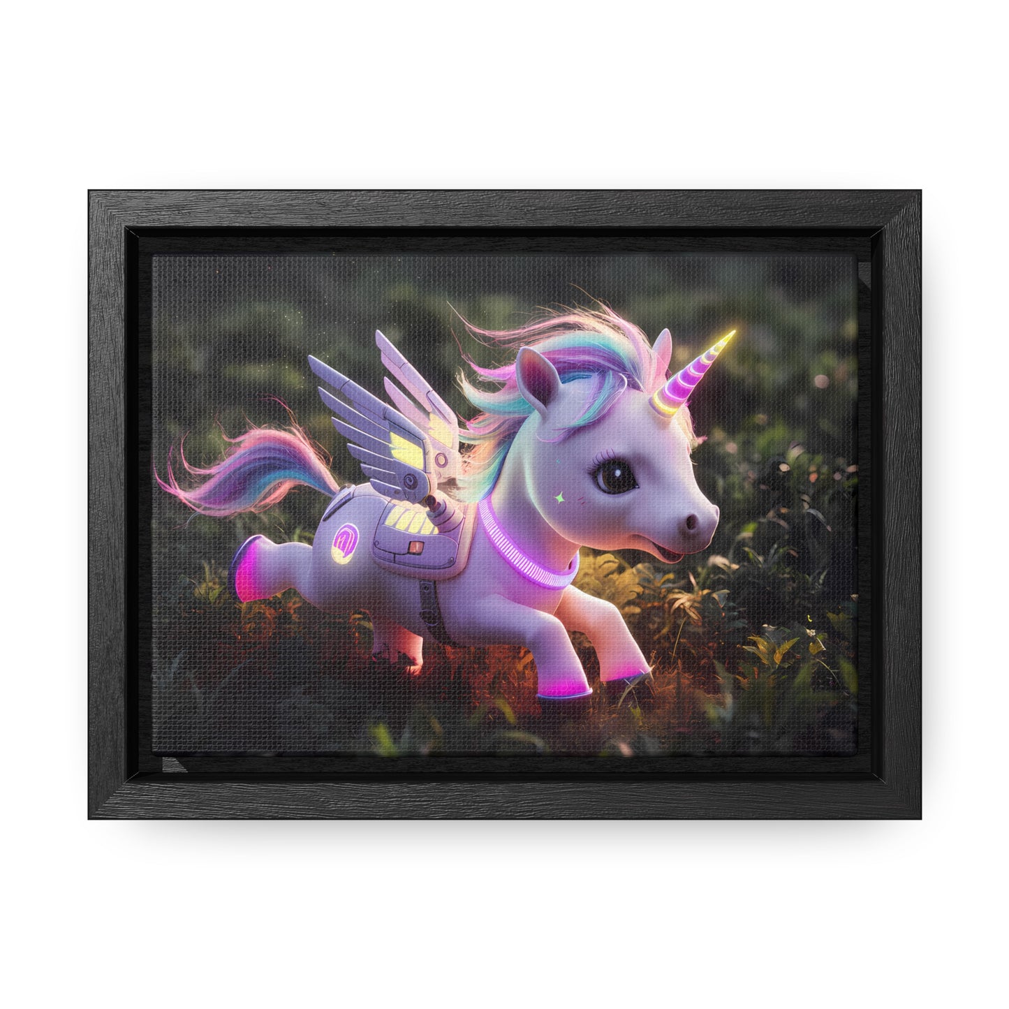 "Cybernetic Unicorn's Twilight Adventure" - Gallery Canvas Wraps, Horizontal Frame