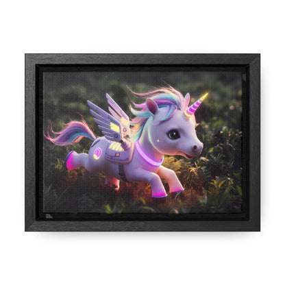 "Cybernetic Unicorn's Twilight Adventure" - Gallery Canvas Wraps, Horizontal Frame