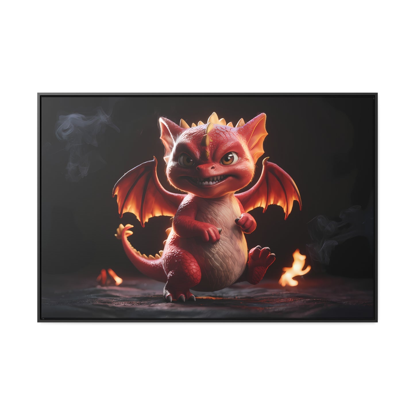 "Fiery Little Guardian" - Gallery Canvas Wraps, Horizontal Frame