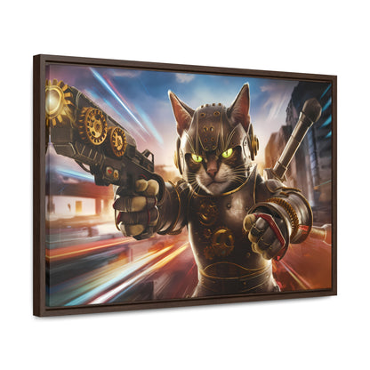 Cyberpunk Cat Warrior - Gallery Canvas Wraps, Horizontal Frame