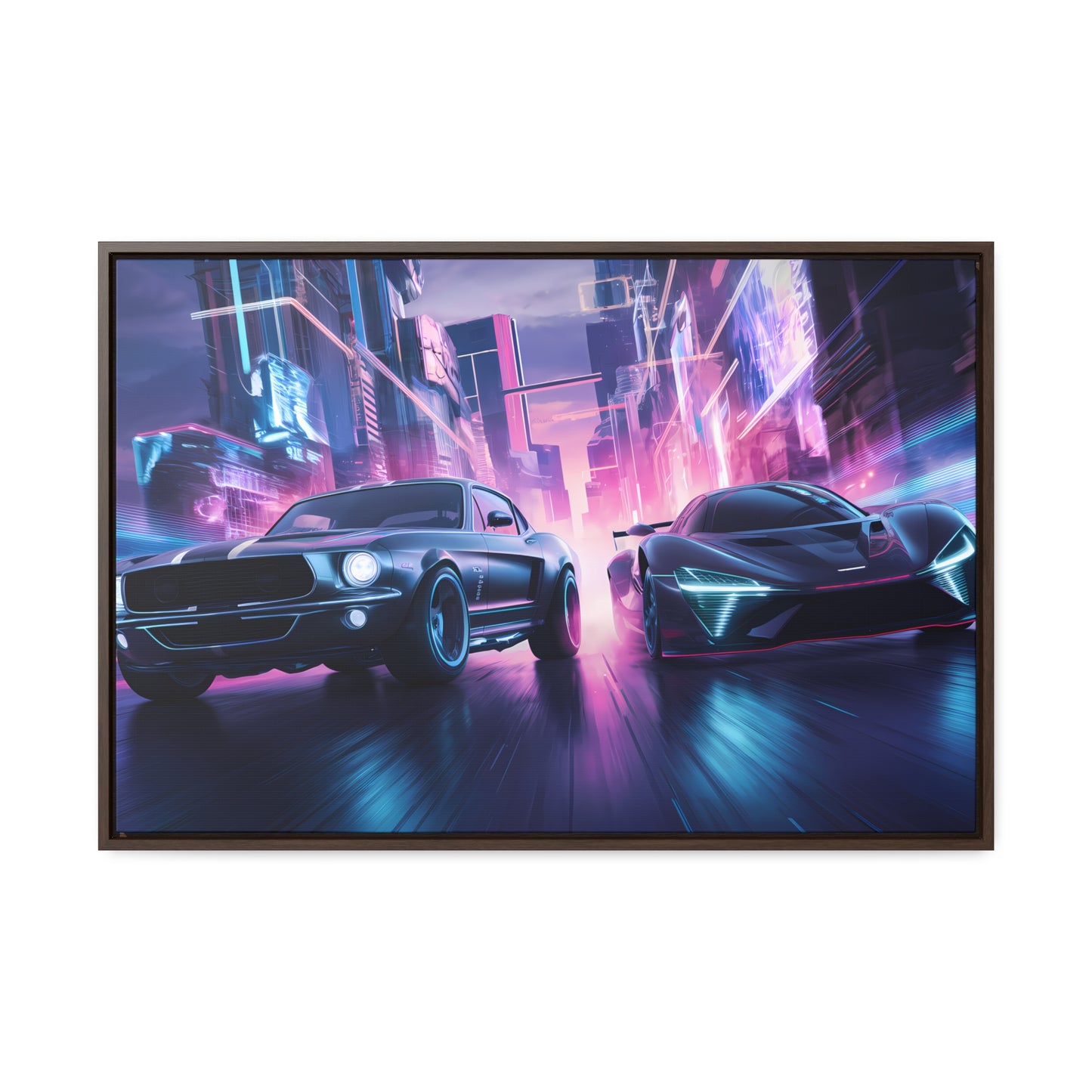 Neon Speed Duel - Gallery Canvas Wraps, Horizontal Frame