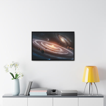 Celestial Symphony: The Dance of Galaxies and Planets - Gallery Canvas Wraps, Horizontal Frame