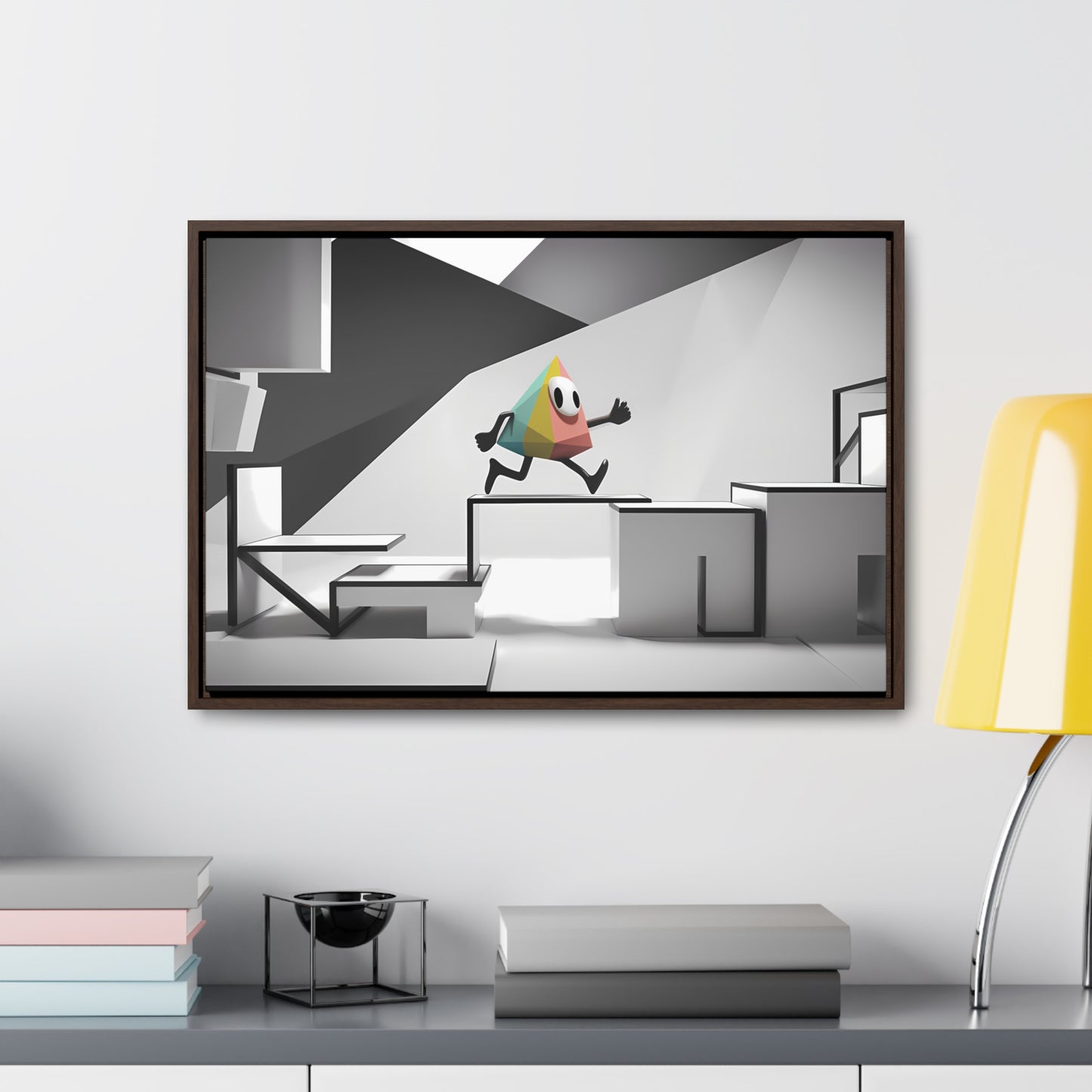 Geometric Adventure in Monochrome World - Gallery Canvas Wraps, Horizontal Frame