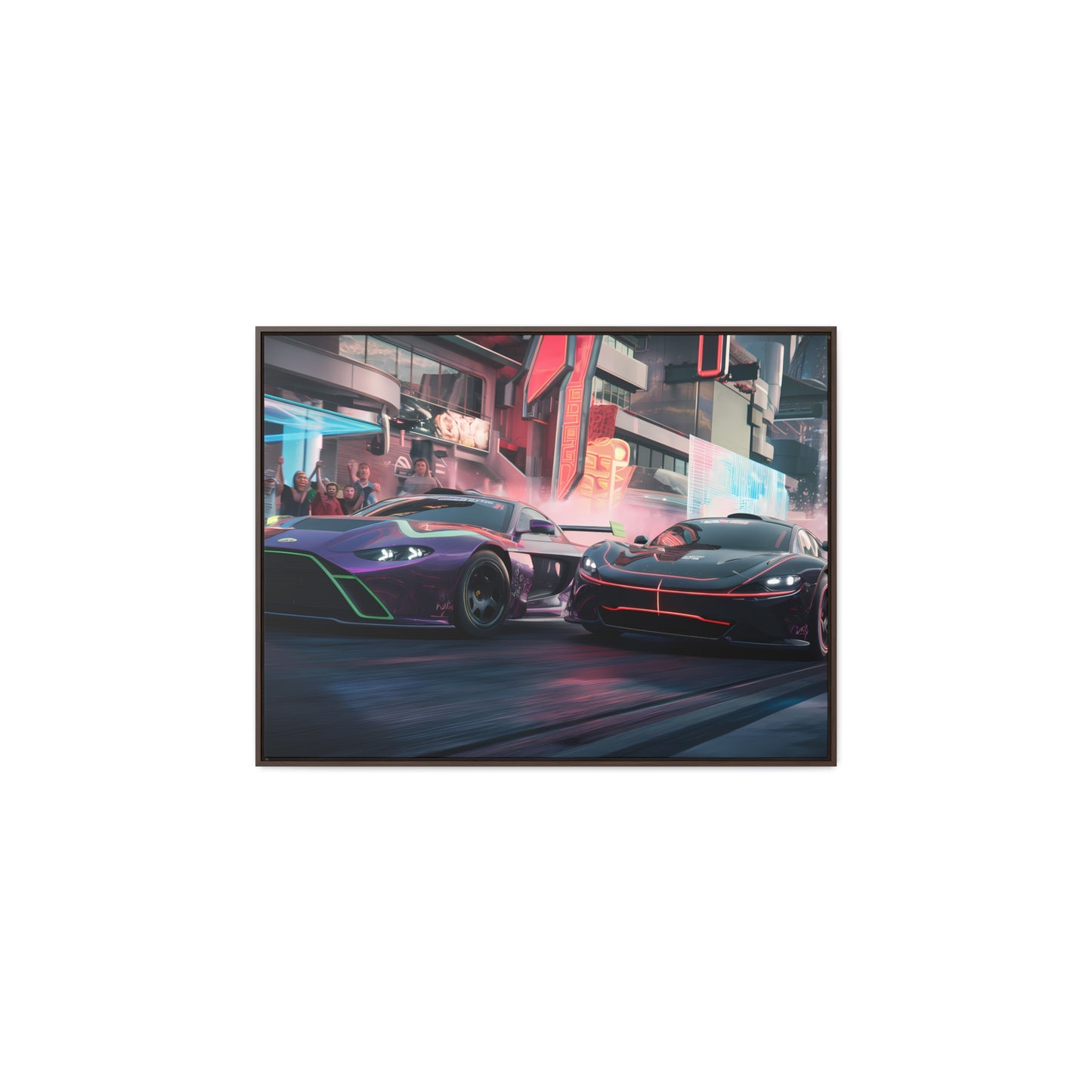 Neon Drift Showdown - Gallery Canvas Wraps, Horizontal Frame