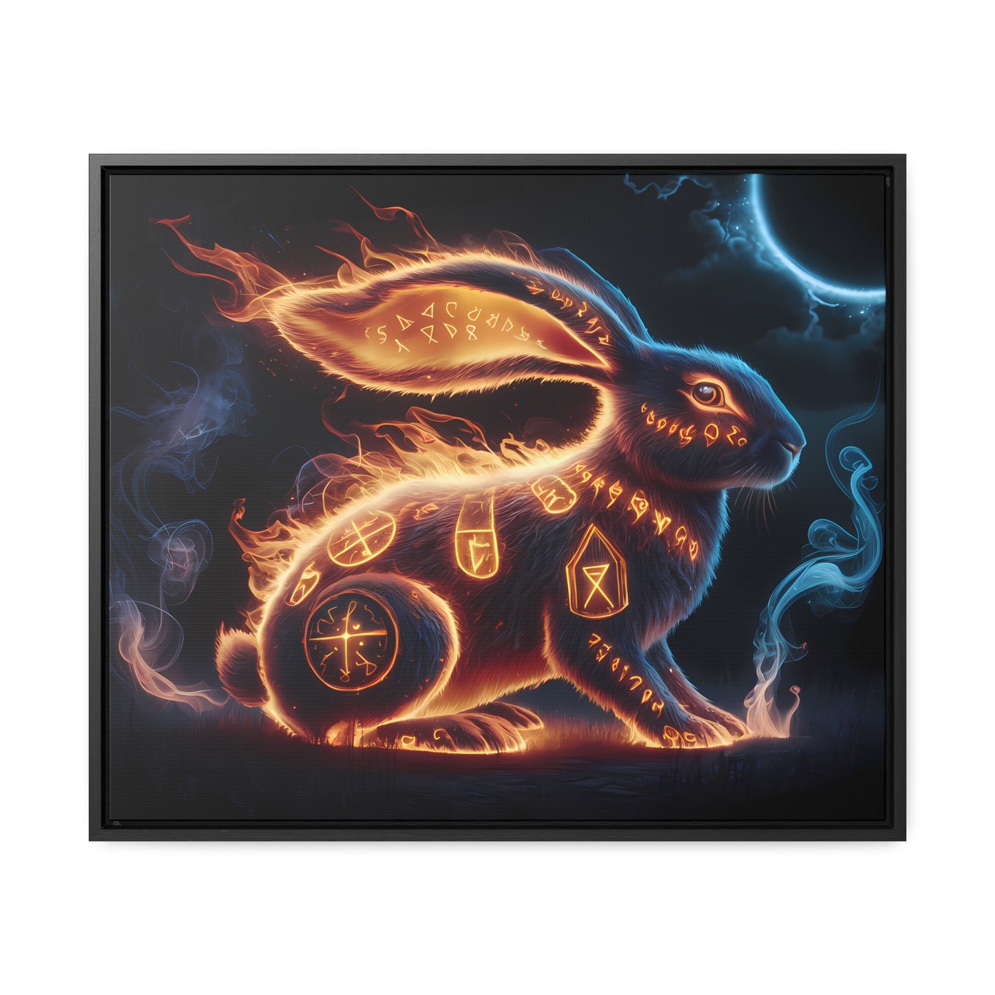 Runic Flame Rabbit - Gallery Canvas Wraps, Horizontal Frame