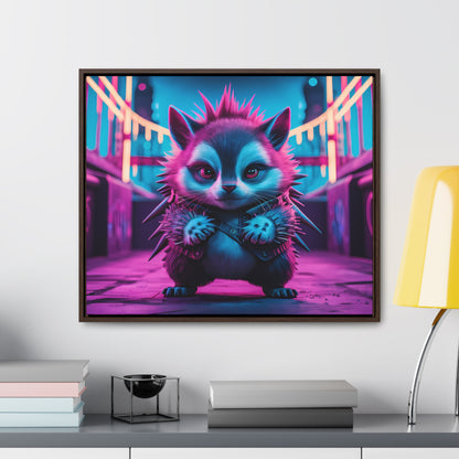 Punk Hedgehog in Neon City - Gallery Canvas Wraps, Horizontal Frame