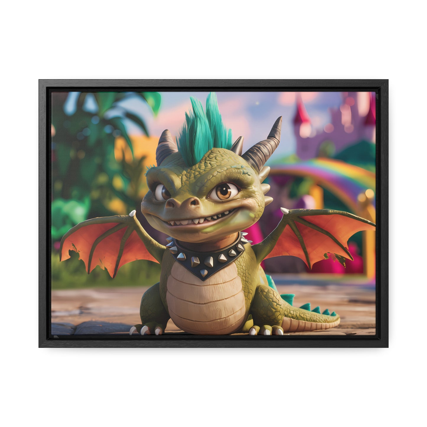 "Spike the Mischievous Baby Dragon" - Gallery Canvas Wraps, Horizontal Frame