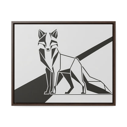 Geometric Fox in Black and White - Gallery Canvas Wraps, Horizontal Frame