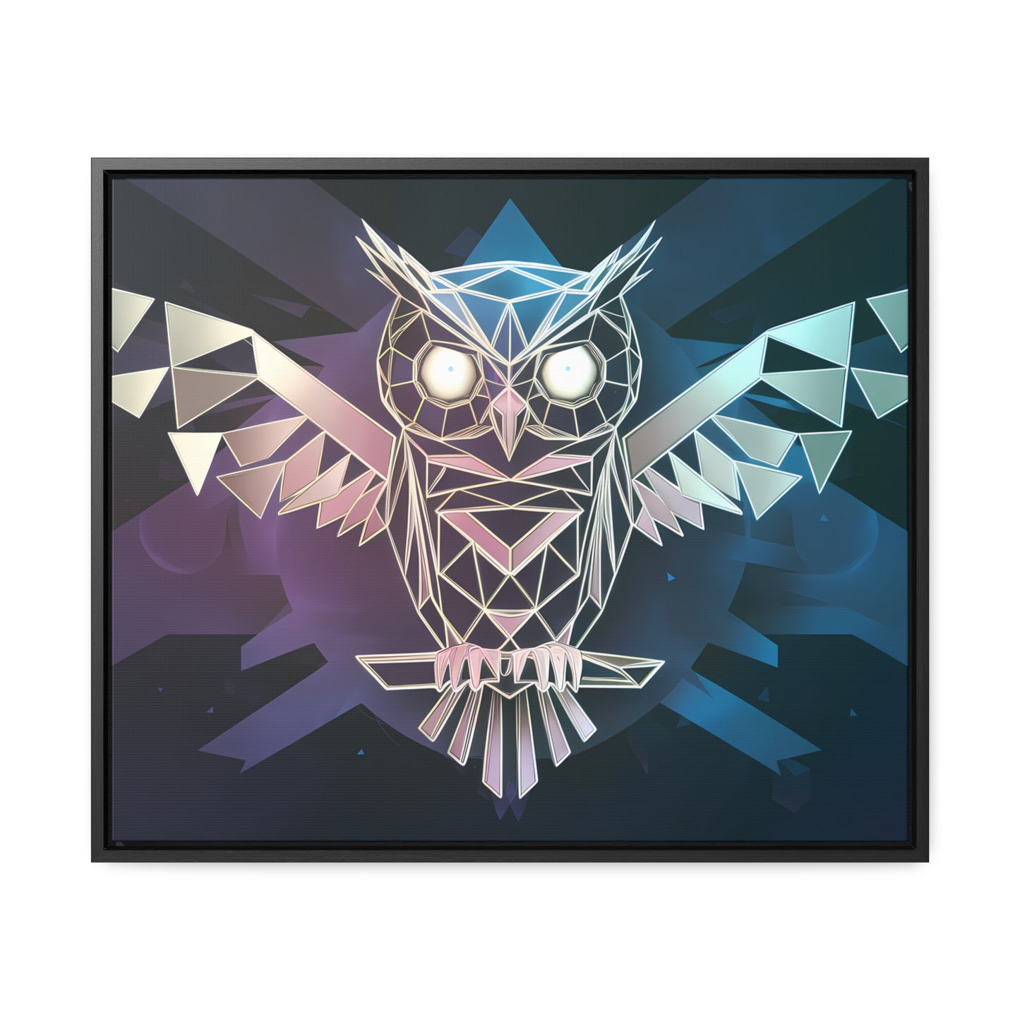 "Geometric Owl of Wisdom" - Gallery Canvas Wraps, Horizontal Frame